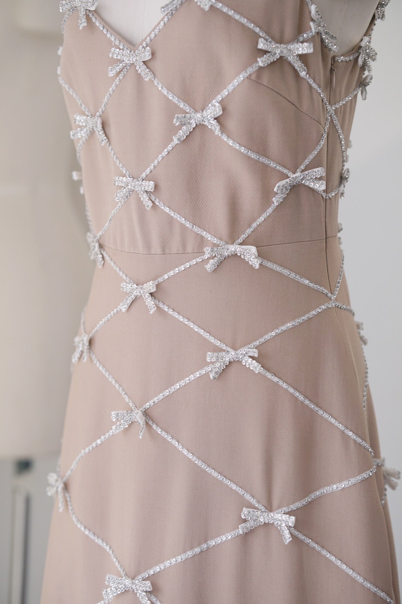 Gown Bow Embroidery Halter Dress,