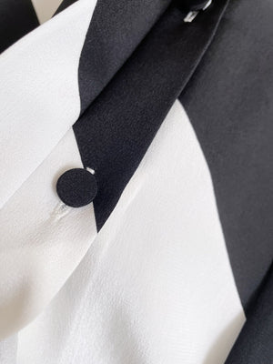 Spring/Summer 24 Black and white silk bow tie blouse