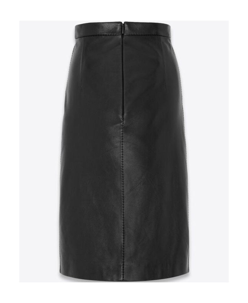 Sheepskin slit hip-hunting bustier skirt