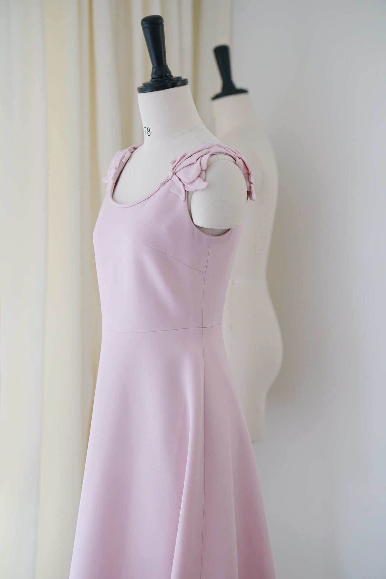 Cubic Bouquet Pink Silk Wool Halter Gown Dress