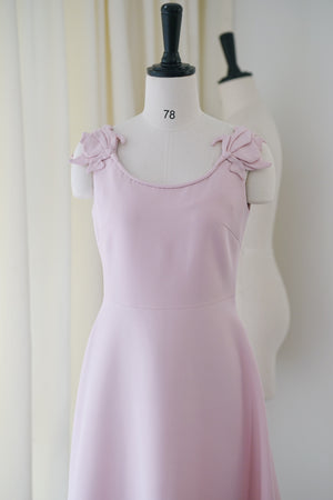 Cubic Bouquet Pink Silk Wool Halter Gown Dress