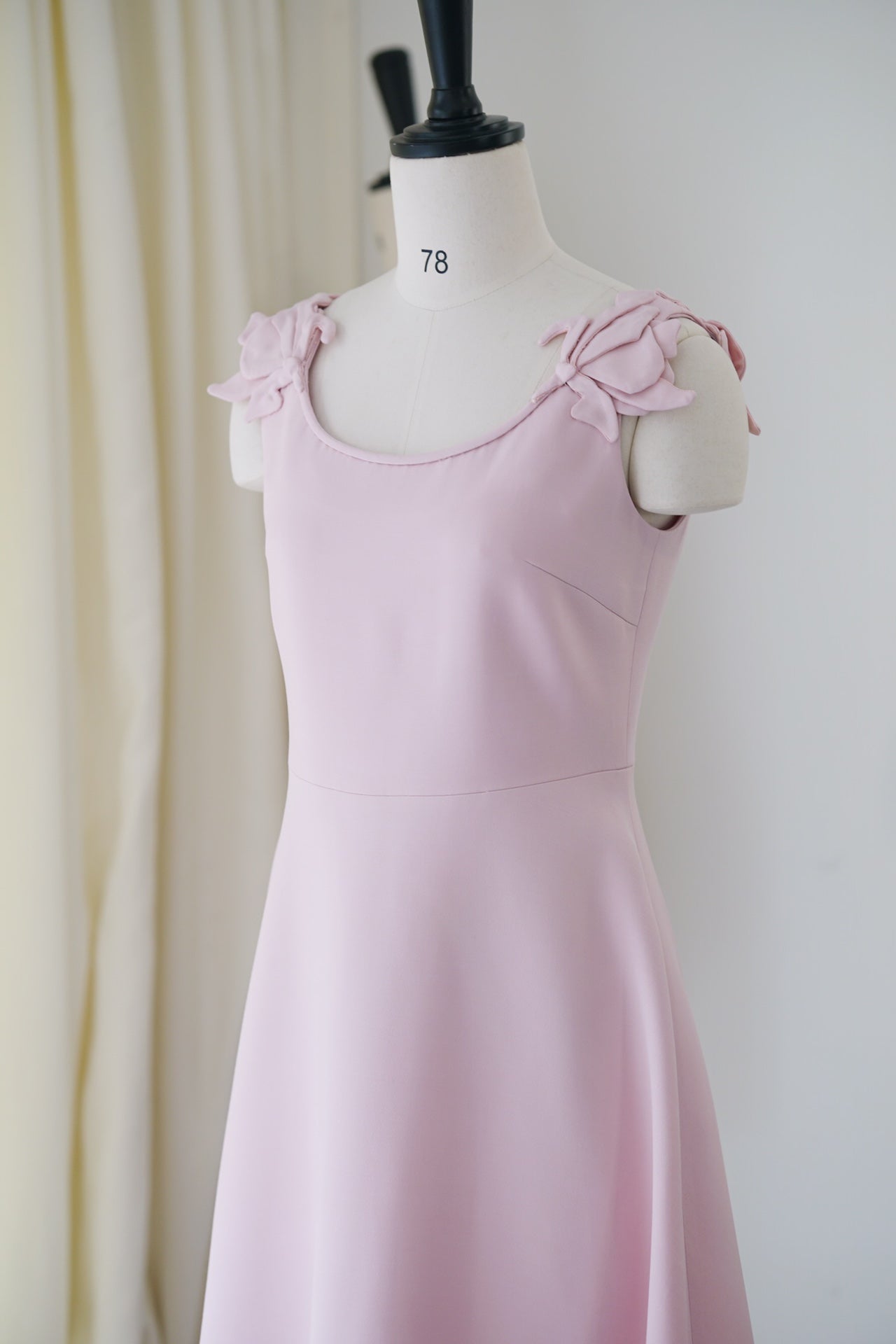 Cubic Bouquet Pink Silk Wool Halter Gown Dress