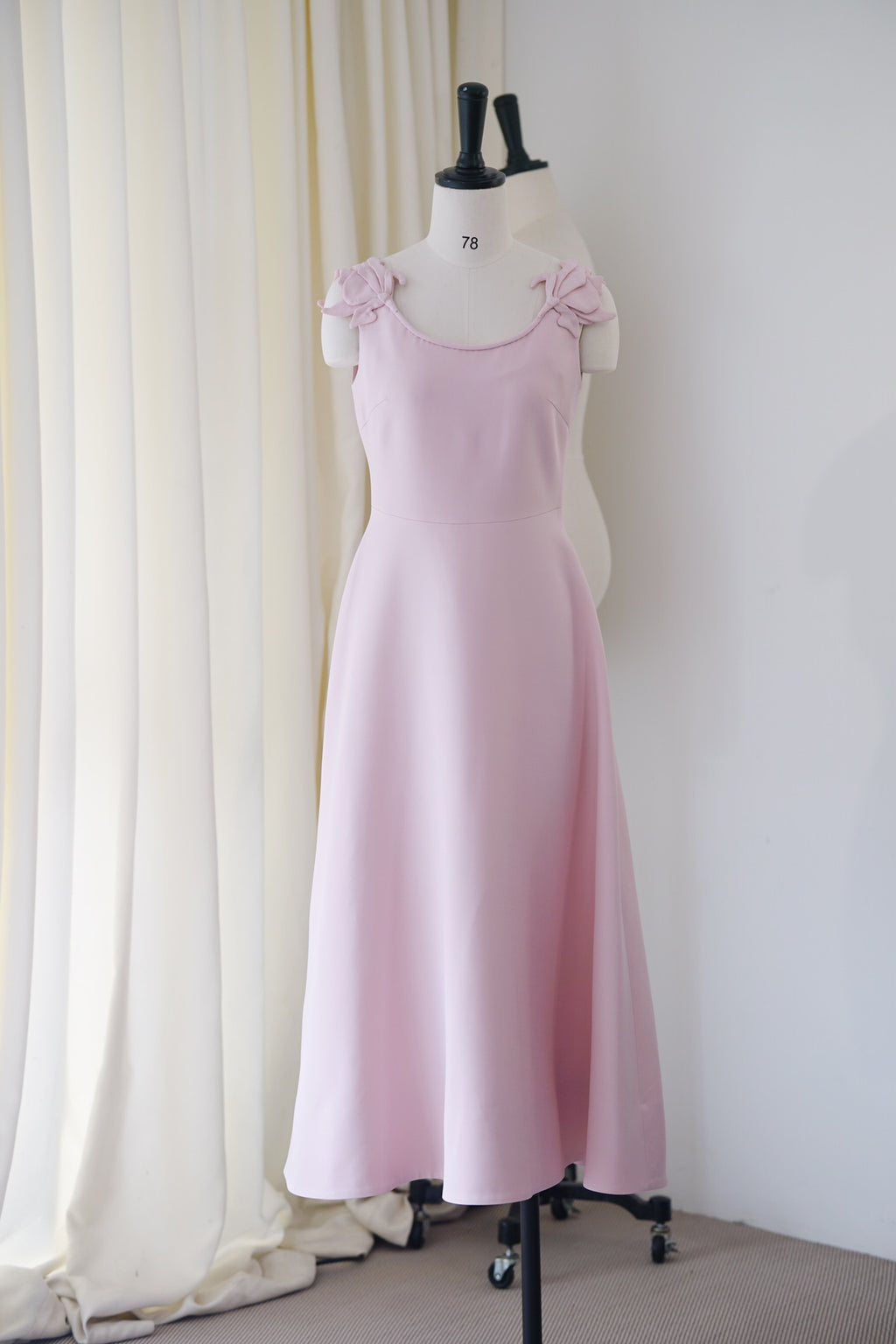 Cubic Bouquet Pink Silk Wool Halter Gown Dress