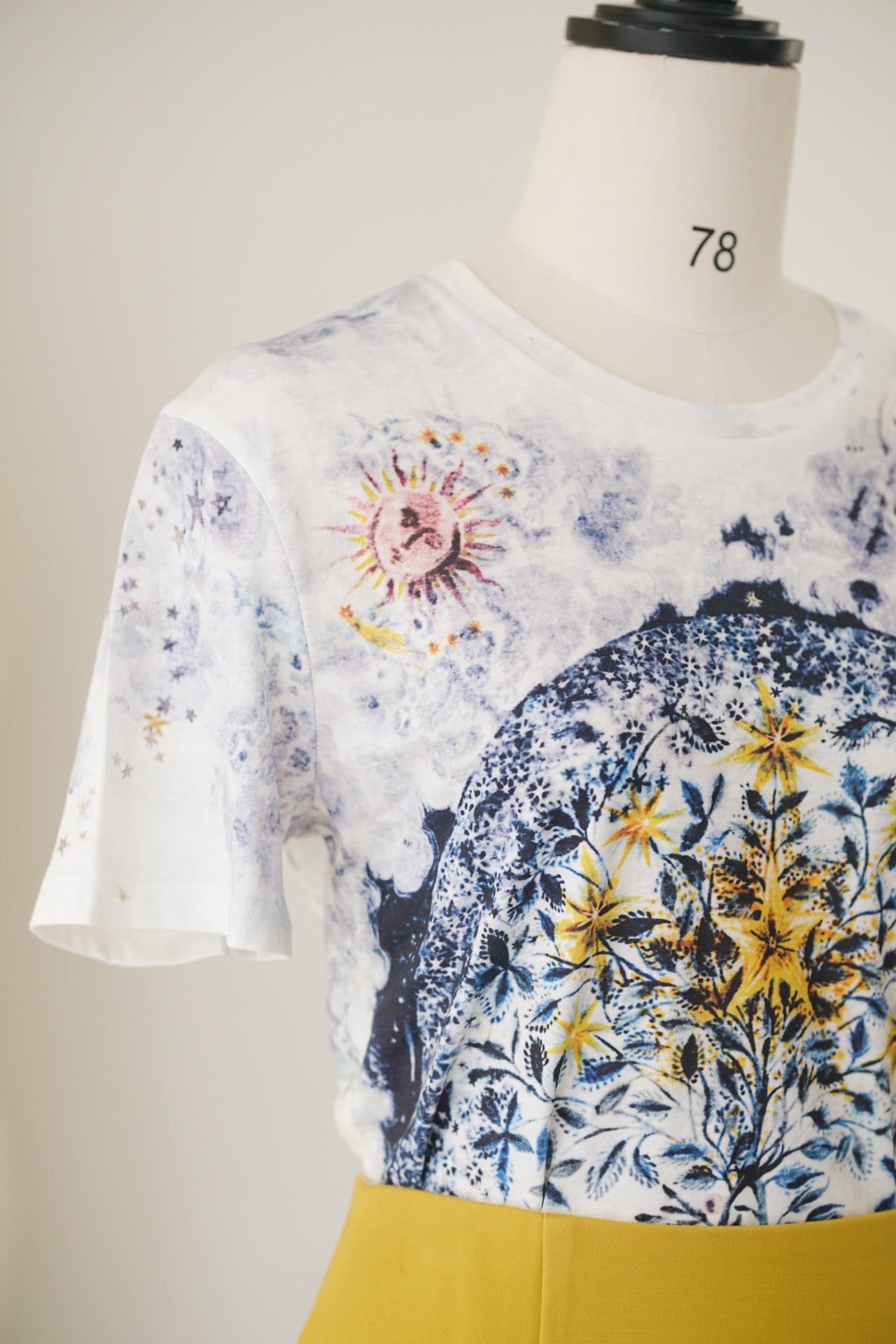 Tarot card cotton and linen floral print T-shirt