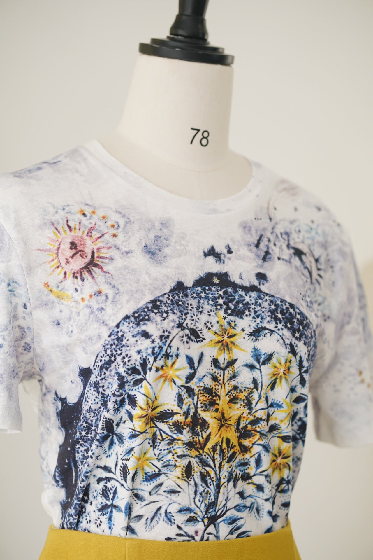 Tarot card cotton and linen floral print T-shirt