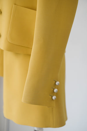 Yellow silk wool suit and skirt suit