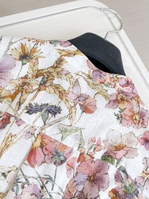 Spring/Summer 24 Bee embroidered floral silk blouse.