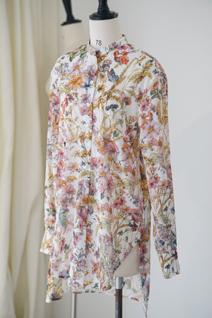 Spring/Summer 24 Bee embroidered floral silk blouse.